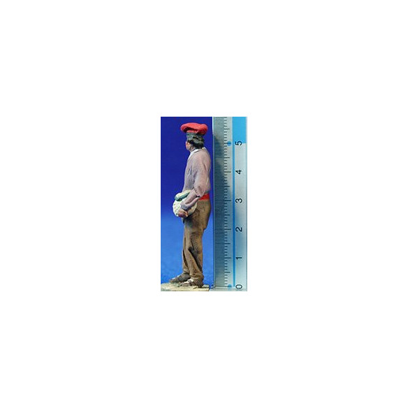 Shepherd catalan with a bag 5'5 cm clay painted De Francesco
