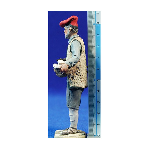 Pastore catalano con cestino e legna 10 cm terracotta dipinte De Francesco