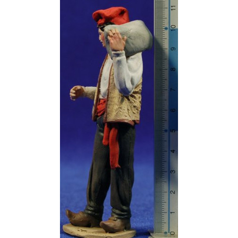 Pastore catalano con sacco 10 cm terracotta dipinte De Francesco
