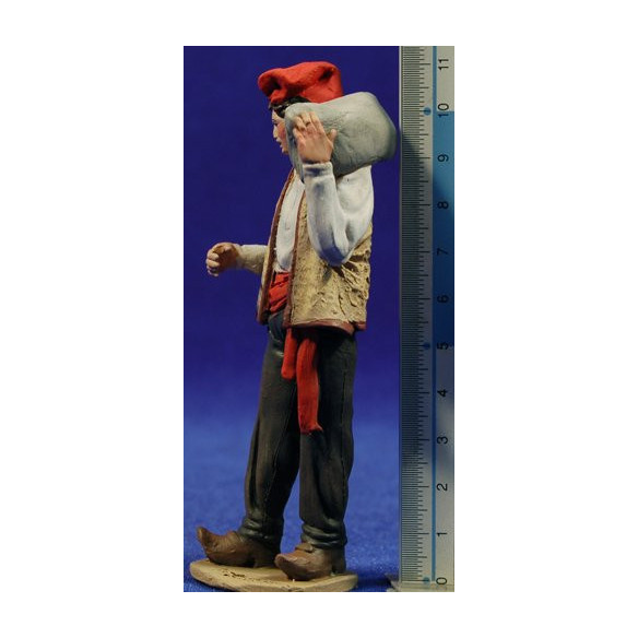 Shepherd catalan with a sac 10 cm clay painted De Francesco