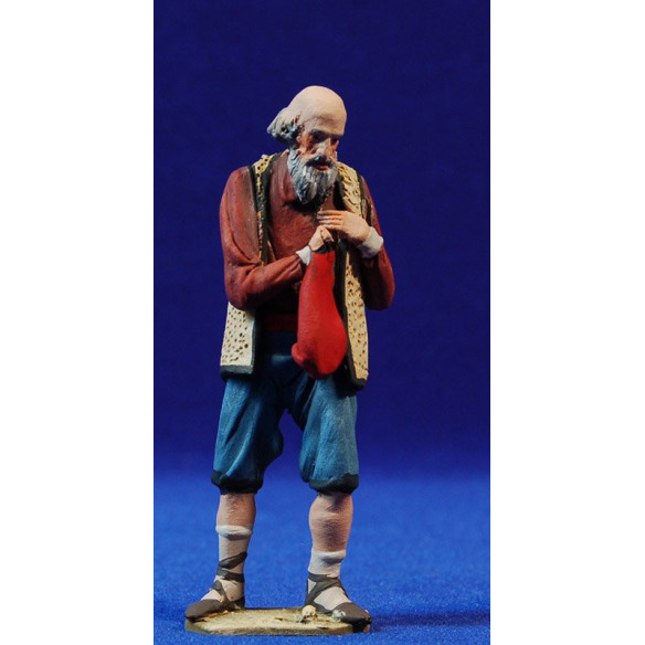 Pastore vecchio catalano con "samarra" 10 cm terracotta dipinte De Francesco