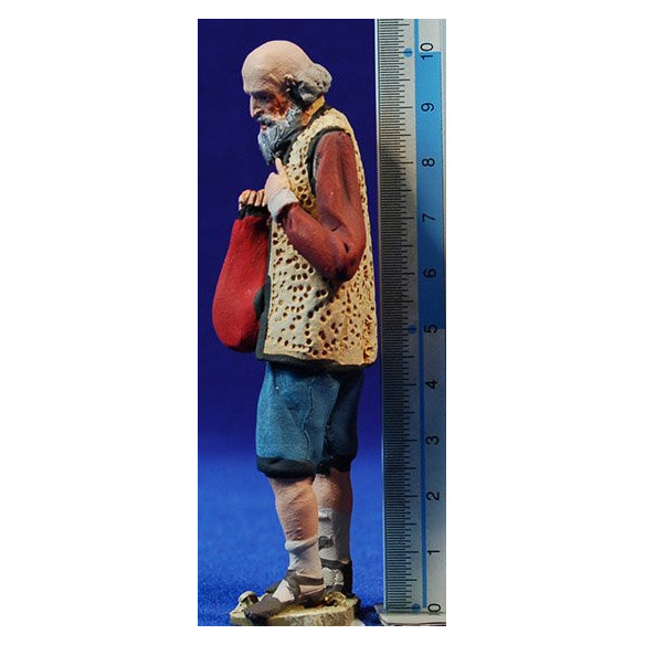 Pastore vecchio catalano con "samarra" 10 cm terracotta dipinte De Francesco