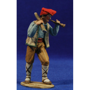 Shepherd catalan musician with a trunk and a flute 10 cm clay painted De Francesco