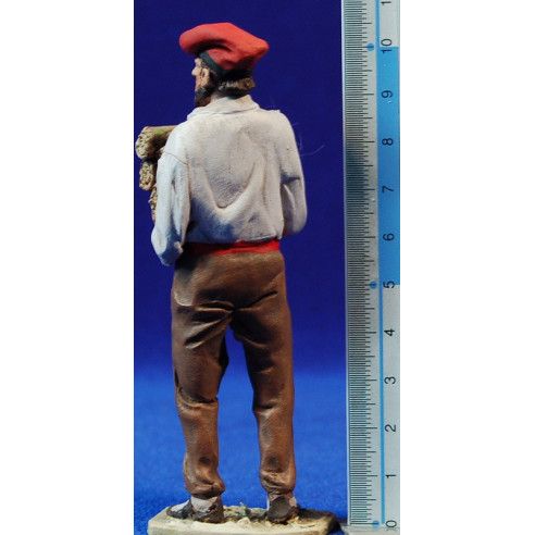 Pastore catalano con tronchi 10 cm terracotta dipinte De Francesco