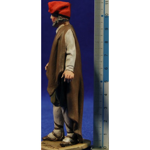 Pastore catalano vecchio con borsa 10 cm terracotta dipinte De Francesco