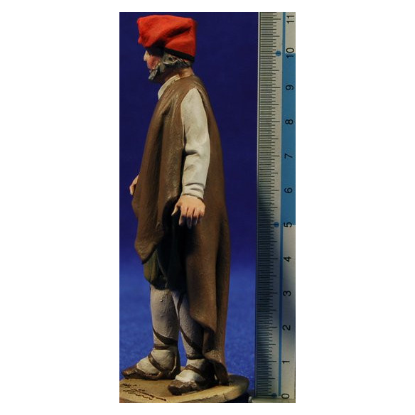 Pastore catalano vecchio con borsa 10 cm terracotta dipinte De Francesco