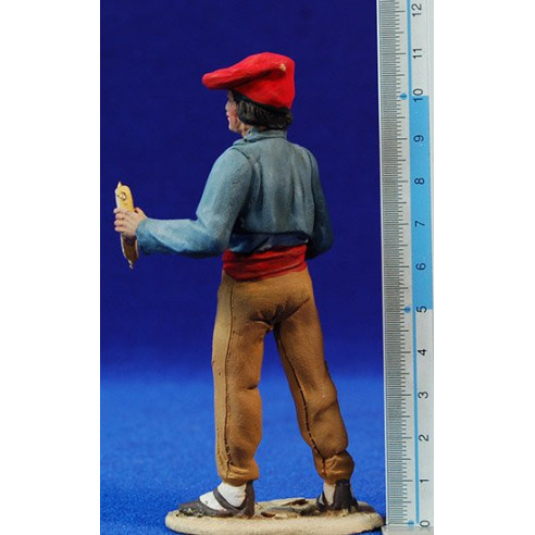 Pastore catalano con tamburello 10 cm terracotta dipinte De Francesco