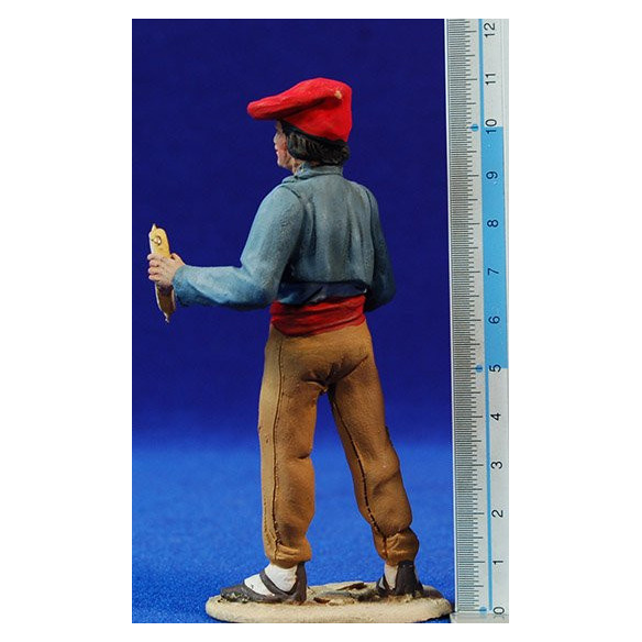 Pastore catalano con tamburello 10 cm terracotta dipinte De Francesco