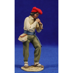 Shepherd catalan musician playing a flaviol 10 cm clay painted De Francesco