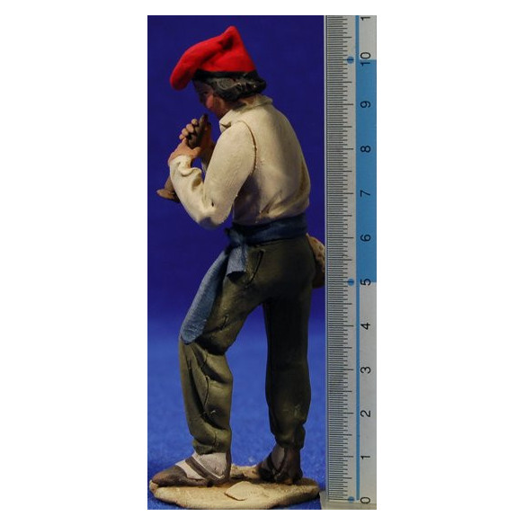 Pastor catalán músico tocando flaviol 10 cm barro pintado De Francesco
