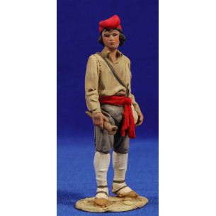 Pastore catalano musicanti che porta un flaviol 10 cm terracotta dipinte De Francesco