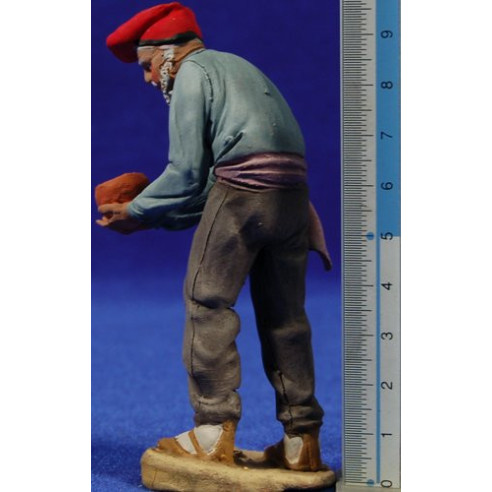 Pastor catalán medio adorando con bol 10 cm barro pintado De Francesco