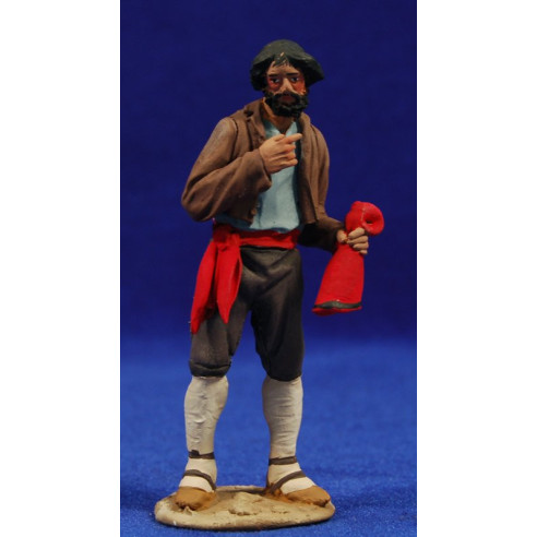 Shepherd catalan with "barretina" 10 cm clay painted De Francesco