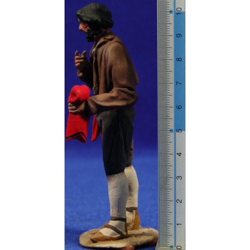 Shepherd catalan with "barretina" 10 cm clay painted De Francesco