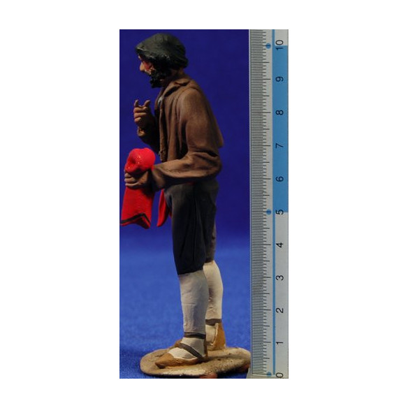 Pastore catalano "barretina"  in mano10 cm terracotta dipinte De Francesco