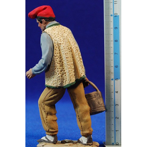 Pastore catalano con secchio 10 cm terracotta dipinte De Francesco