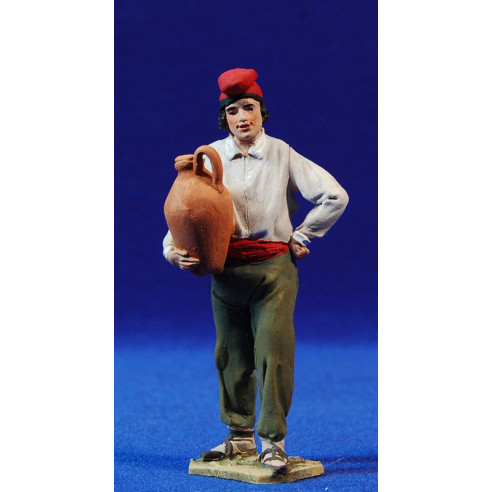 Pastore catalano con vaso 10 cm terracotta dipinte De Francesco