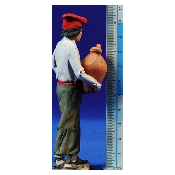 Pastore catalano con vaso 10 cm terracotta dipinte De Francesco
