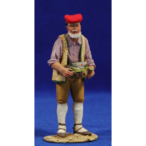 Pastore catalano pescivendolo 10 cm terracotta dipinte De Francesco