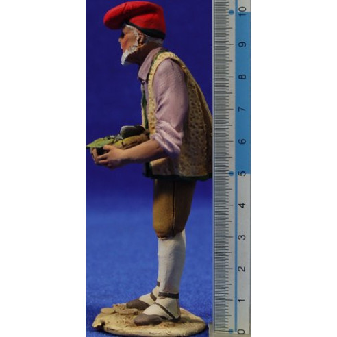 Pastore catalano pescivendolo 10 cm terracotta dipinte De Francesco