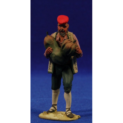 Shepherd catalan with pumpkins 10 cm clay painted De Francesco