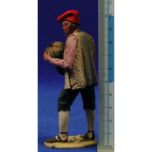 Shepherd catalan with pumpkins 10 cm clay painted De Francesco