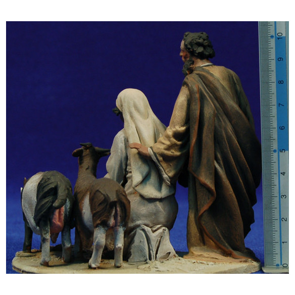 Coppia pastore adornado con capre 10 cm terracotta dipinte De Francesco