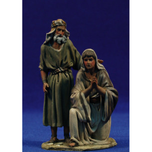 Parella pastors adorant amb bastó  10 cm fang pintat De Francesco