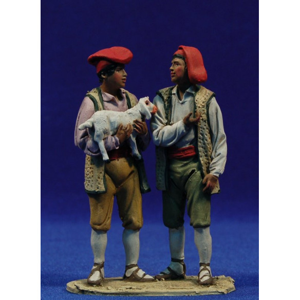 Pastori catalani Lluquet e Rovelló 10 cm terracotta dipinte De Francesco
