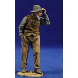 Shepherd popular with hat 10 cm clay painted De Francesco