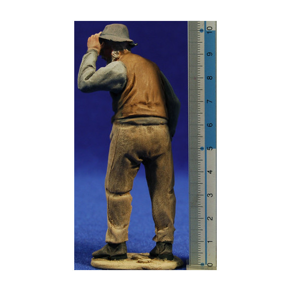 Pastor popular sombrero 10 cm barro pintado De Francesco