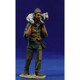 Pastore popolare con pecore 10 cm terracotta dipinte De Francesco