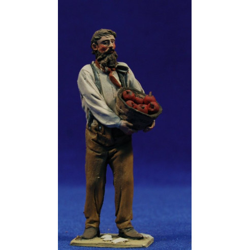 Pastore popolare con cestino 10 cm terracotta dipinte De Francesco