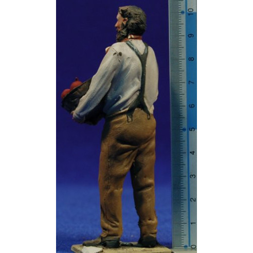 Pastore popolare con cestino 10 cm terracotta dipinte De Francesco