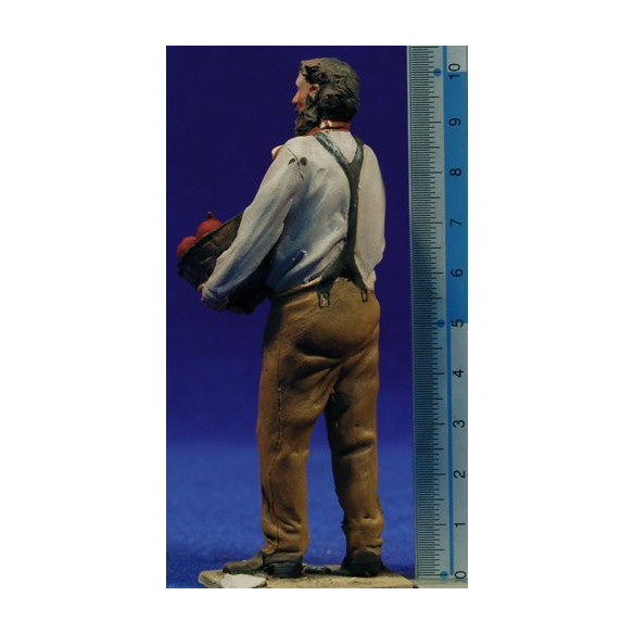 Pastore popolare con cestino 10 cm terracotta dipinte De Francesco