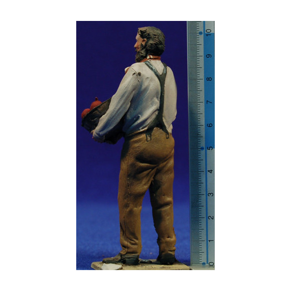 Pastor popular cesto 10 cm barro pintado De Francesco