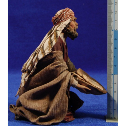 Shepherd adoring with cakes 18 cm clay and clothes painted Angela Tripi