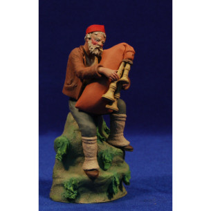 Shepherd catalan with a bigpipes 13 cm clay painted Grasso-Pruna