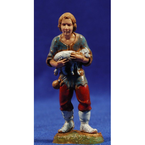 Shepherd with lamb on arms 10 cm plastic Moranduzzo - Landi 700 ebraic