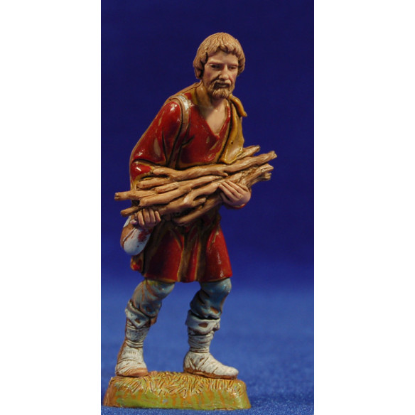 Shepherd with wood on the hands 10 cm plastic Moranduzzo - Landi 700 style