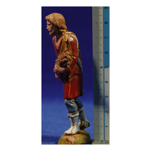 Shepherd with wood on the hands 10 cm plastic Moranduzzo - Landi 700 style