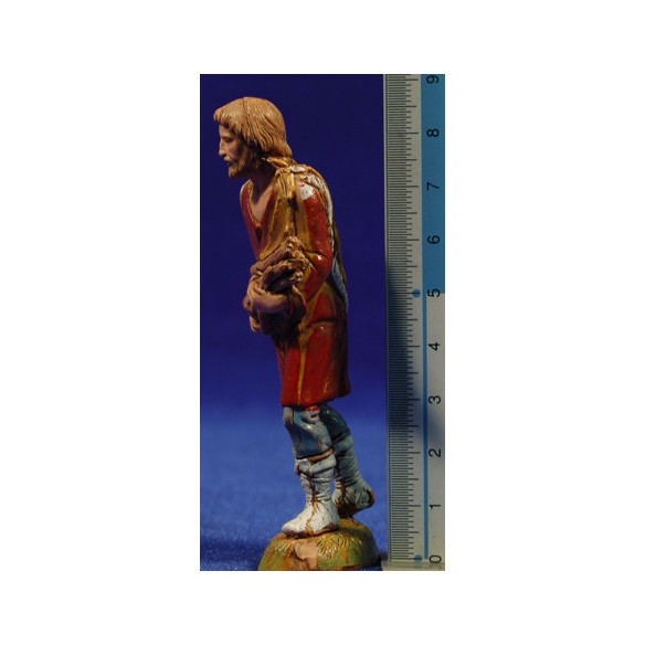 Shepherd with wood on the hands 10 cm plastic Moranduzzo - Landi 700 style