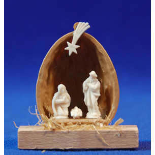 Natività non verniciato dentro noce c2 cm plastica