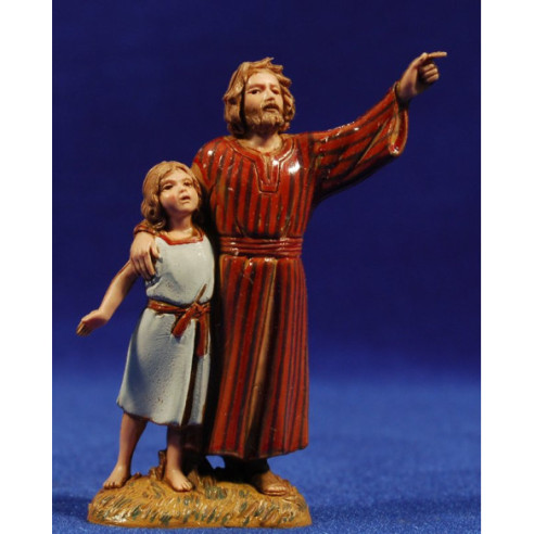 Shepherd with girl signaling 10 cm plastic Moranduzzo - Landi 700 ebraic