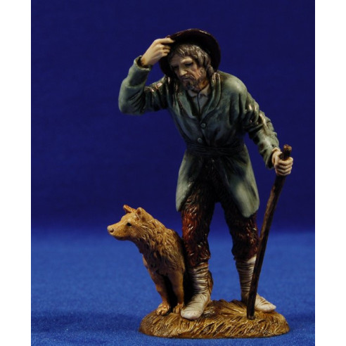 Pastor con sombrero y saludando y perro 12-13  cm plástico Moranduzzo - Landi estilo 700
