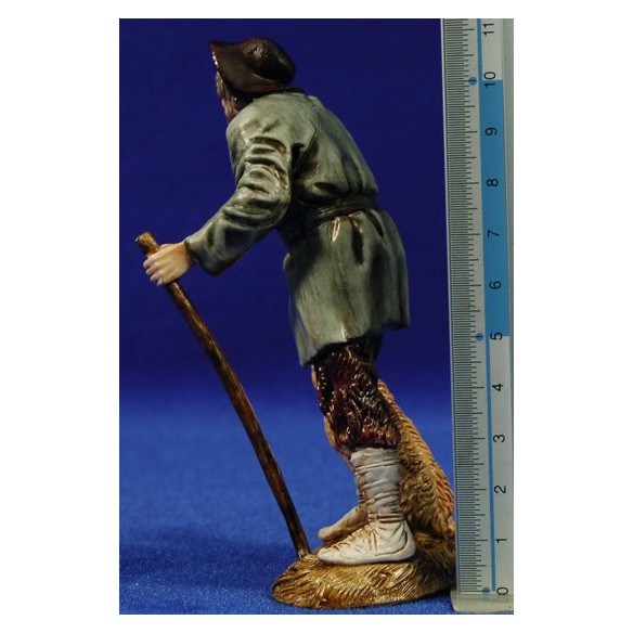 Pastor con sombrero y saludando y perro 12-13  cm plástico Moranduzzo - Landi estilo 700