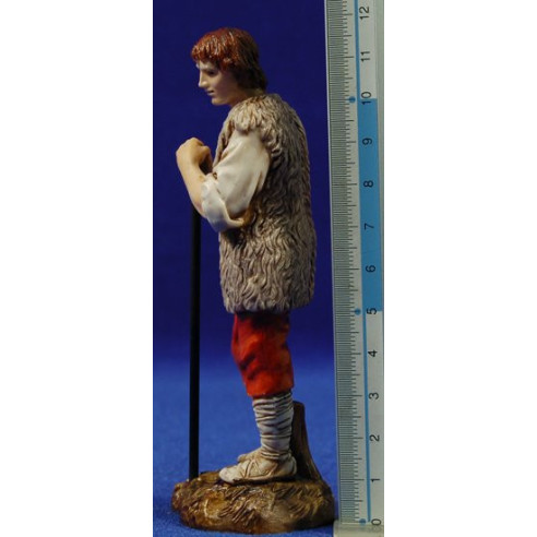 Pastor joven con bastón apoyado 12-13  cm plástico Moranduzzo - Landi estilo 700