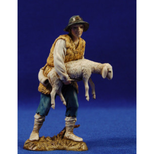 Pastor con cordero y sombrero 12-13  cm plástico Moranduzzo - Landi estilo ebraico