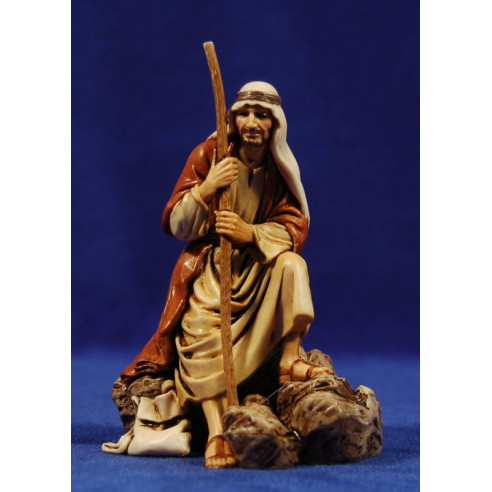 Pastor sentado con bastón 12-13  cm plástico Moranduzzo - Landi estilo ebraico