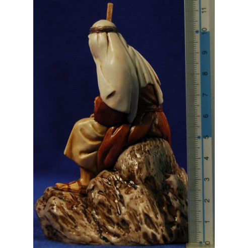 Pastor sentado con bastón 12-13  cm plástico Moranduzzo - Landi estilo ebraico